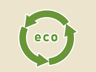 芝生または草原みたいなデザインで描いたリサイクル・サイクルのイメージのアイコン（矢印3本）
