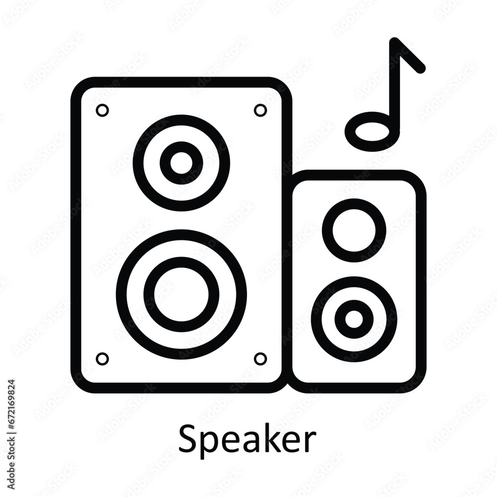 Poster speaker vector outline design illustration. symbol on white background eps 10 file