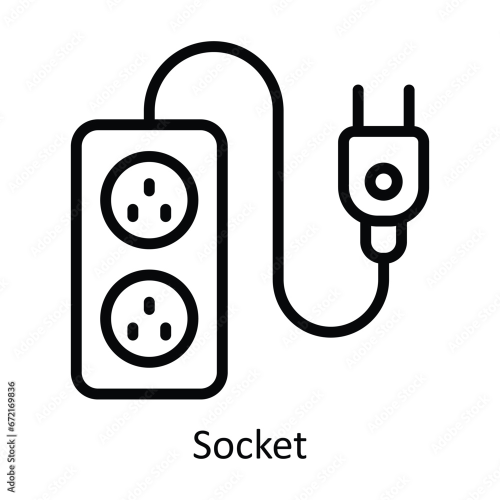 Aufkleber socket vector outline design illustration. symbol on white background eps 10 file
