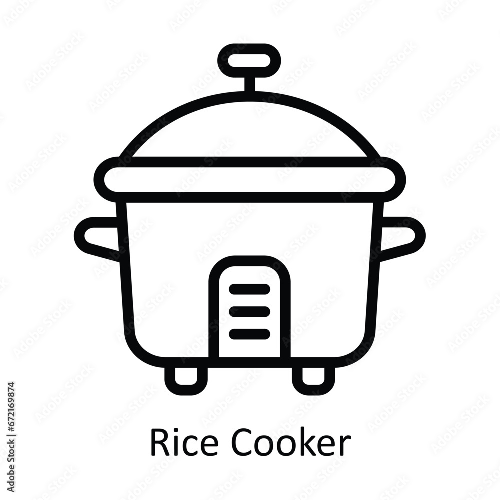 Poster rice cooker vector outline design illustration. symbol on white background eps 10 file