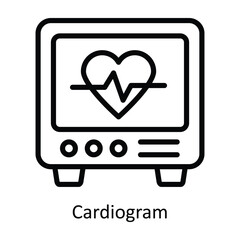Cardiogram vector  outline Design illustration. Symbol on White background EPS 10 File