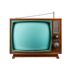 Retro old television isolated on transparent background. TV standing and blank screen, antique, technology