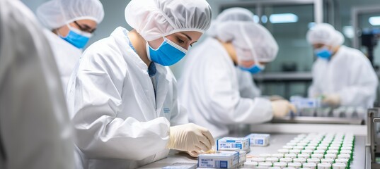 Group of scientist working at laboratory. Generative AI technology.

