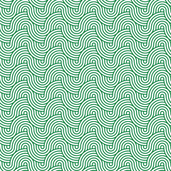 Fototapeta premium Seamless wavy wave background. The texture of the weaving of green and white stripes. Wavy lines. Print for fabric, textiles, wrapping paper, wallpaper