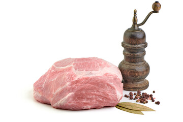 Pork shoulder meat, isolated on white background.
