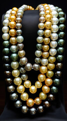 pearl necklace on a black background