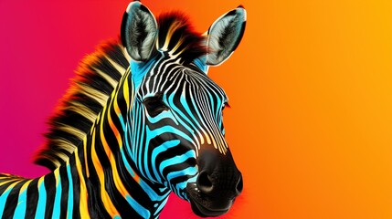 Colorful zebra pop art illustration. Ai generative