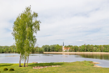 A view of Koknese church from the Liktendarzs memorial.