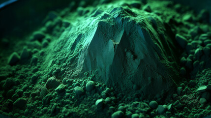 spirulina, a blue-green algae, in powder form - obrazy, fototapety, plakaty