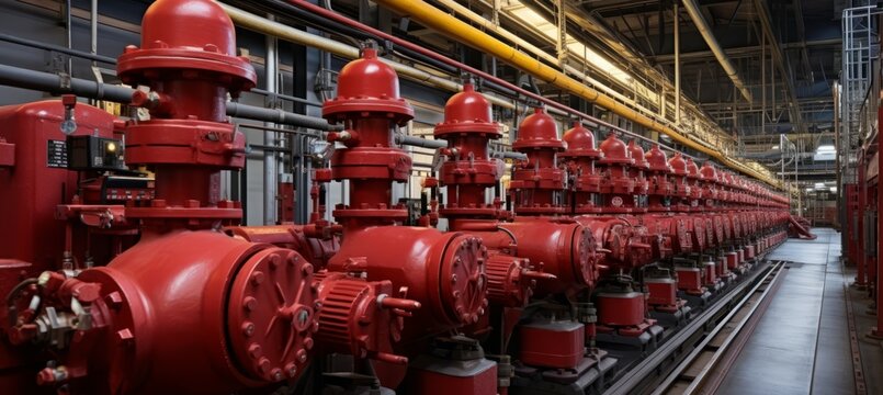 Red water pump engine. Generative AI technology.