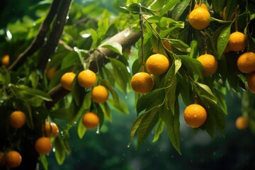 Kumquat growing on a tree - obrazy, fototapety, plakaty