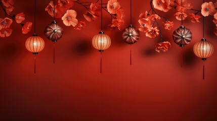 Chinese New Year background with lanterns.