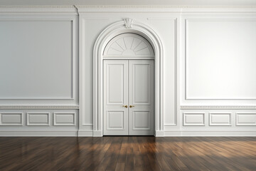 Fototapeta premium white door in the white empty room without furniture
