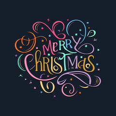 Merry Christmas hand drawn lettering