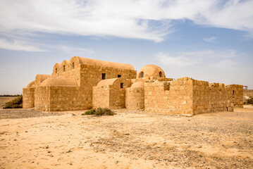 View at the Desert castle Amra in estern Jordan near Saudi Arabia - 672174845