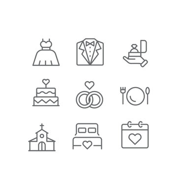 Minimal wedding icon set 