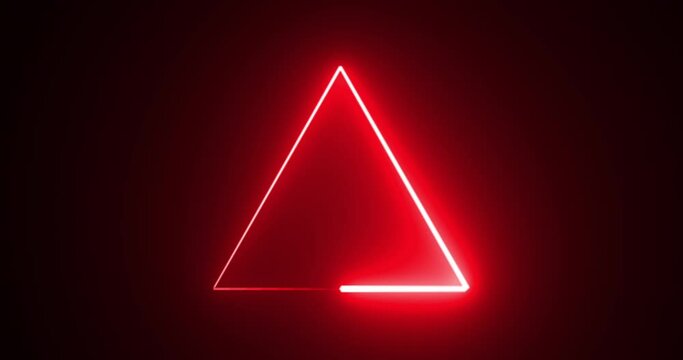 
4K neon glowing triangle loop background motion graphic fast futuristic technology bg. Seamless 3d render stylish trendy neon triangle footage in 4096x2160. Concert meeting slideshow background.
