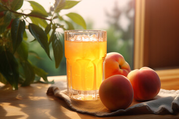 glass of orange juice and apricots