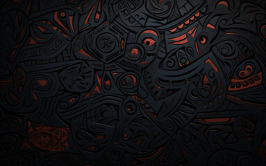 Intricate Black and Red Tribal Art Backdrop