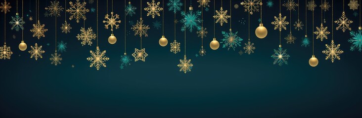 Fototapeta na wymiar Background of Shimmering Snowflakes and Radiant Ornaments on a Peaceful Night - Generative A