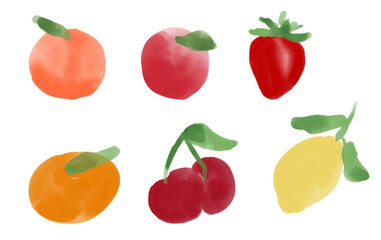 set of Watercolor fruits isolated on white