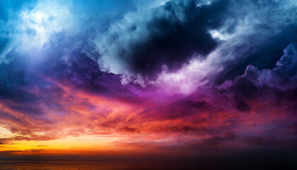 Naklejka na ściany i meble sunset in the clouds rainbow colors