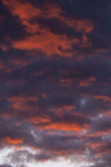 Stunning sunrise with beautiful shades of orange, pink, purple and blue colors. Wallpaper, natural background with copy space.