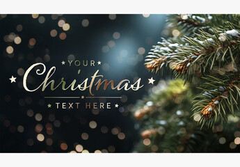 Christmas background With Tree Branches Close-up Mockup. Generative Ai