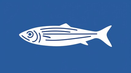 White fish icon on a solid blue background