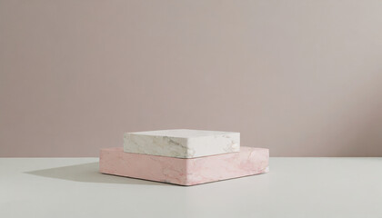 Fototapeta na wymiar white and pink stone podium a place for your product 
