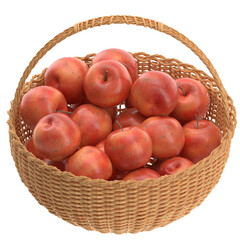 3D rendering illustration of some red apples in a wicker basket