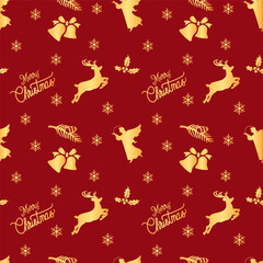 Naklejka na ściany i meble Red and cold pattern with christmas bells