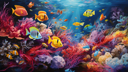 Obraz na płótnie Canvas Underwater World - Marine Life Spectacle