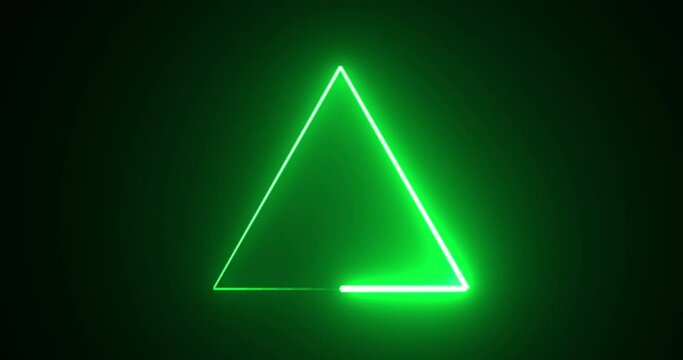 
4K neon glowing triangle loop background motion graphic fast futuristic technology bg. Seamless 3d render stylish trendy neon triangle footage in 4096x2160. Concert meeting slideshow background.
