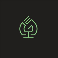 Lettermark Initials monogram g and leaf, eco, green logo design template