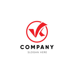 Lettermark Initials monogram vk, kv logo design template