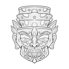 Black and white monster dragon head fantasy illustration coloring pages drawing line