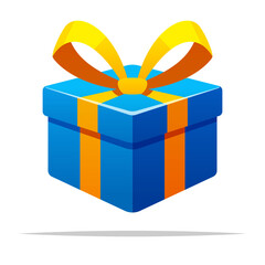 Cute blue gift box vector isolated illustration