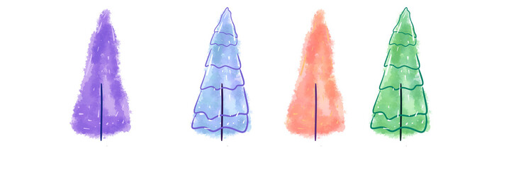 Set of winter trees, Scandinavian trees