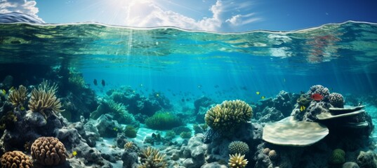 Fototapeta na wymiar Ocean underwater. Generative AI technology. 