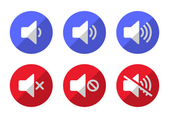 Speaker and sound off icon vector in flat style