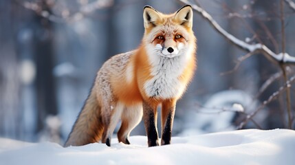 Region fox in the snow wallpaper Stock Photographic