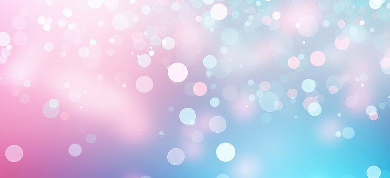 Abstract blur bokeh banner background. Light blue and pale pink bokeh background
