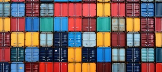 Colorful container cargo pattern background. Generative AI technology.	
