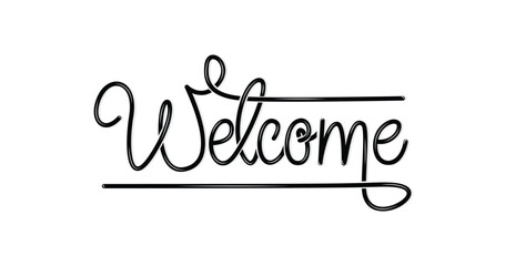 Welcome text handwritten.  Calligraphic inscription with smooth lines. Great for Cards, Banners, Posters, and Flyers
