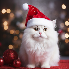 cat in santa claus hat