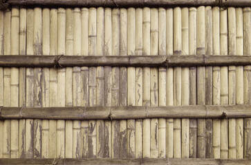 Vintage bamboo wall background. Natural bamboo fence texture for design.