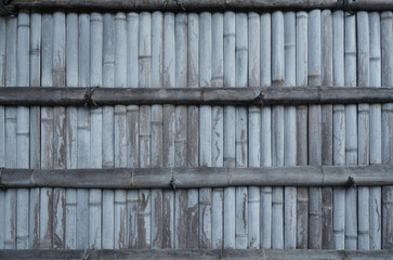 Vintage bamboo wall background. Natural bamboo fence texture for design.