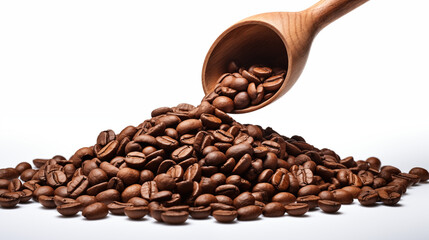 Fototapeta premium Coffee beans from wooden scoop