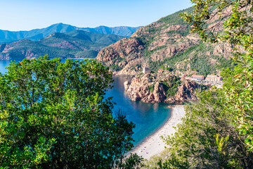 Corsica island, landscape of Porto bay, France